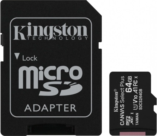 Kingston microSD card 64 GB Canvas Select Plus with adapter