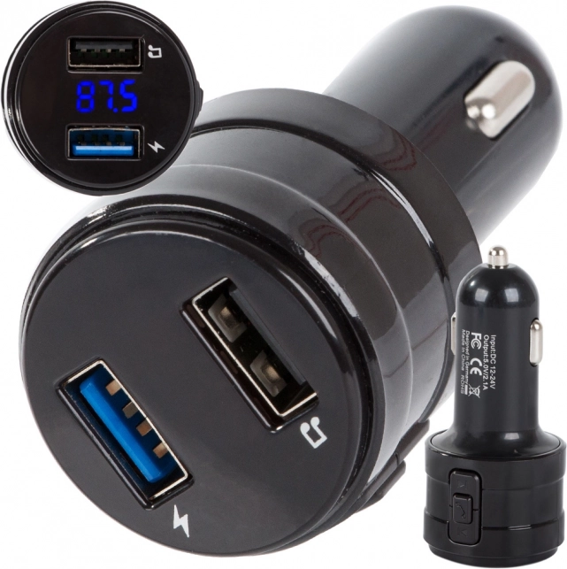 Transmetteur FM pour voiture avec Bluetooth, MP3 et double chargeur USB