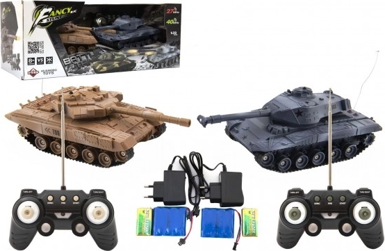RC tankgevecht – set van 2 tanks 25 cm met geluid en licht, oplaadbaar, 27/40 MHz