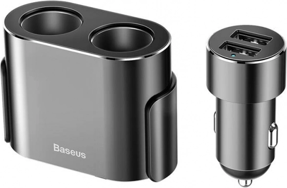Baseus double prise allume-cigare avec chargeur 2x USB 3,1 A, 100 W – noir
