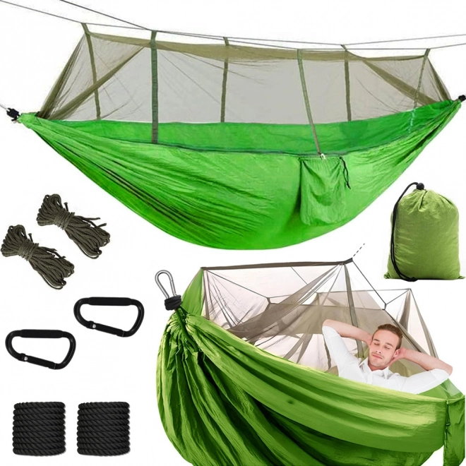 Green Hammock with Mosquito Net for Camping