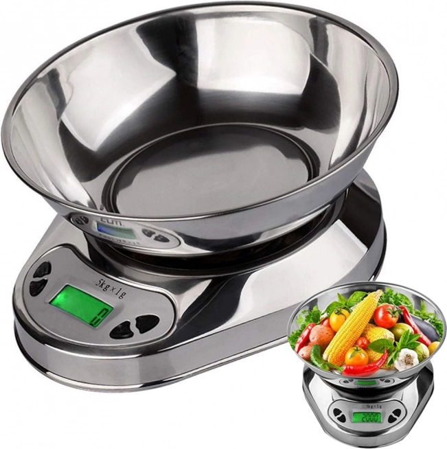 Balance de cuisine électronique avec bol en acier inoxydable