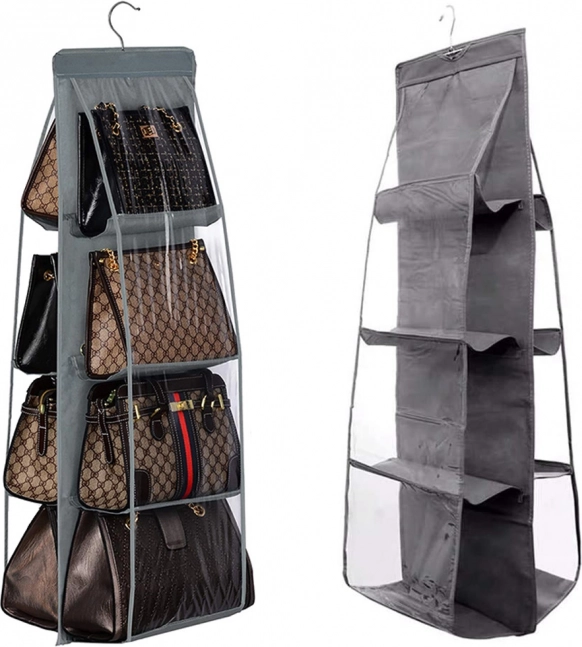 Hangende organizer voor tassen in de kast