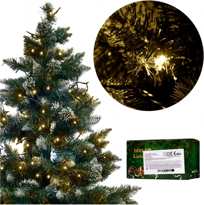 Kerst LED-lichtsnoer 10 m, 100 LED, warm wit, 8 standen