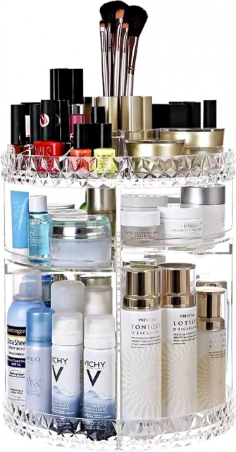 Rotating 360° Cosmetic and Jewelry Organizer from Clear Acrylic