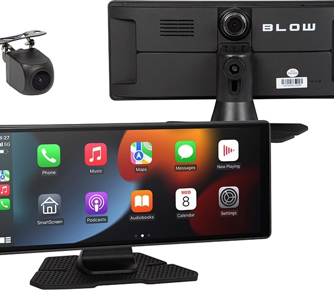 Station multimédia avec Apple CarPlay 5.0 et Android Auto sans fil, double caméra embarquée et caméra de recul BLOW