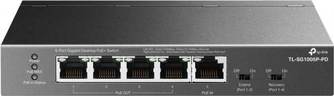 Commutateur réseau TP-Link TL-SG1005P-PD avec 5 ports PoE gigabit