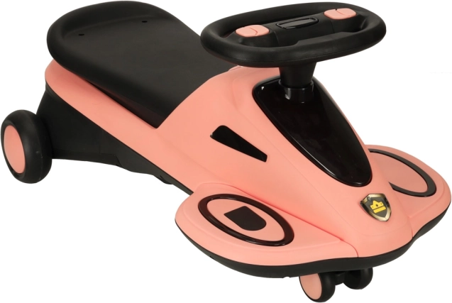 Kinderloopauto met LED-wielen en muziek, roze-zwart