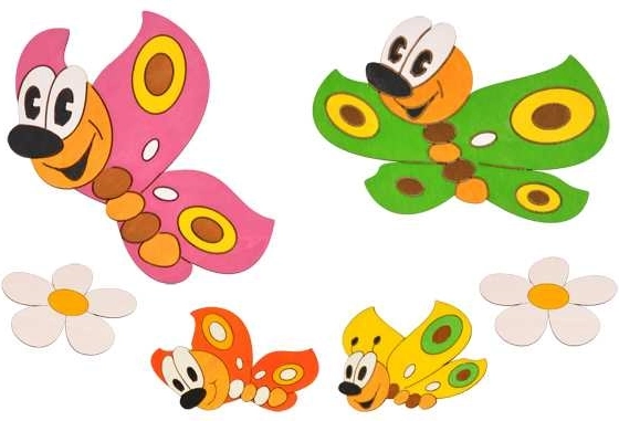 DoDo Holzdekoration Schmetterlinge und Blümchen, Set 6 St.