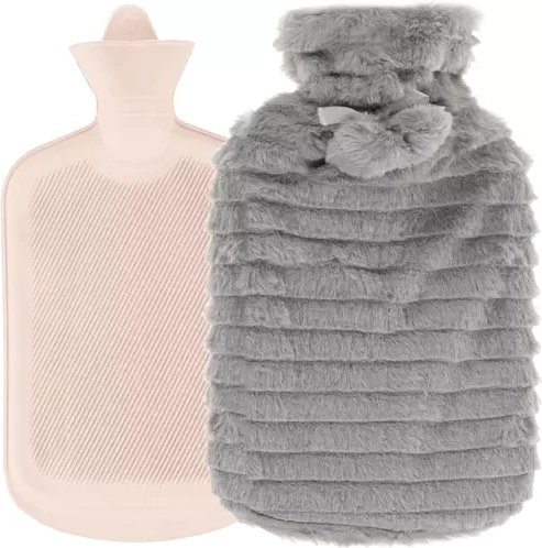 Rubberen warmwaterkruik met pluchen hoes 2 l
