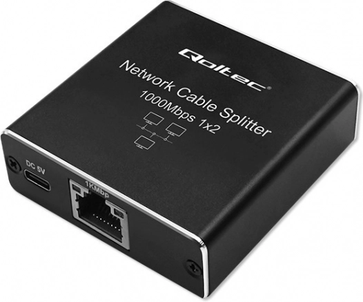 Splitter mini SWITCH 1x2 poorten RJ45 | 1000Mbps | USB-C| Aluminium
