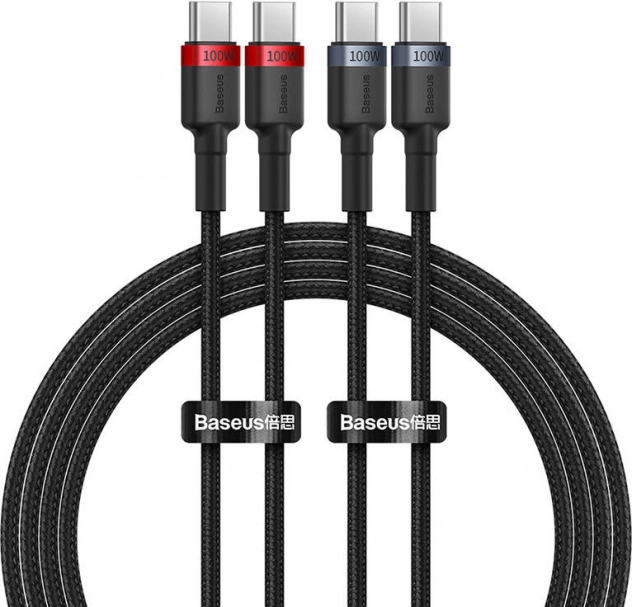 Baseus Cafule USB‑C to USB‑C cable 100 W, 2 m, set of 2 (red‑black and gray‑black)