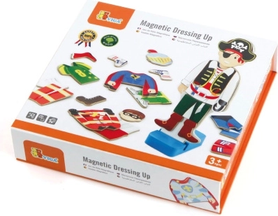 VIGA magnetic wooden dress-up game – boy, 8 characters