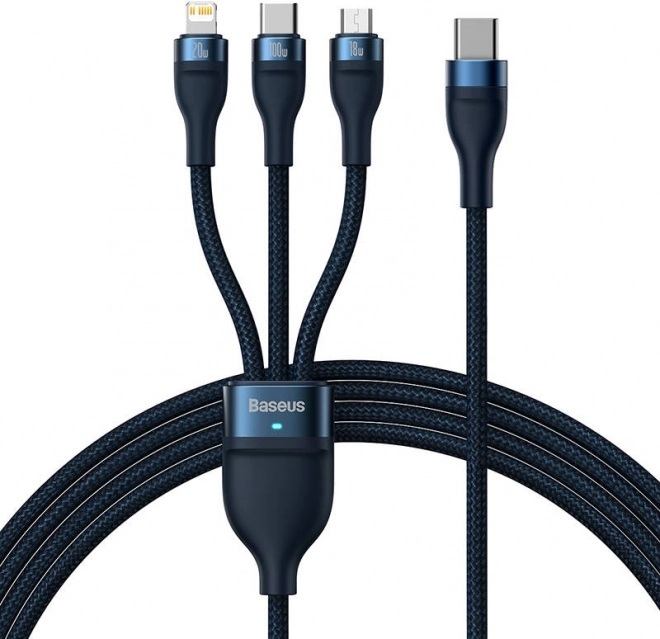 Baseus-snelladerkabel met 3 connectoren: USB-C, Lightning en Micro USB, 100W