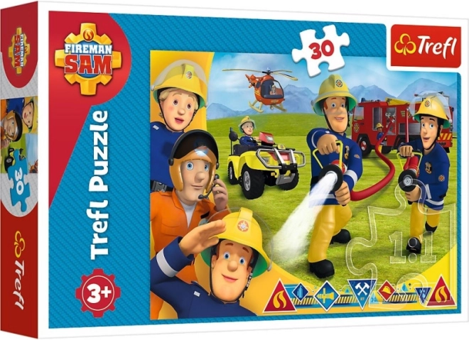 Puzzel 30 stukjes - Brandweerman Sam, Klaar om te helpen