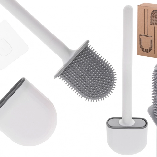 Brosse WC en silicone avec support – blanche