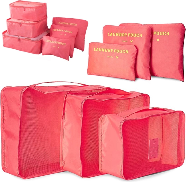 Organisateurs de voyage en filet pour valise à linge x6 – rose
