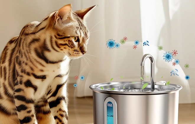 Oneisall fontaine à eau pour chiens et chats en acier inoxydable