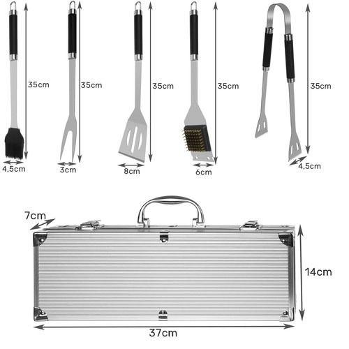 Ustensiles de grillade - ensemble 5 pièces d'accessoires + étui