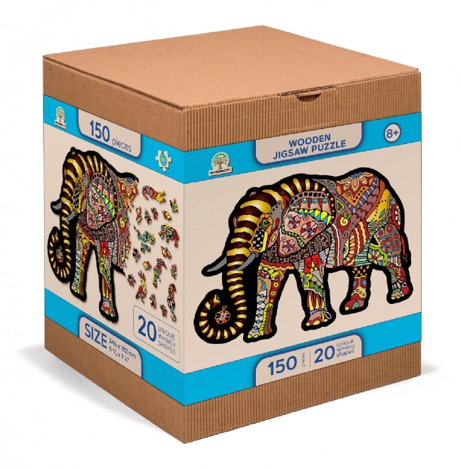 Wooden City Houten puzzel Magische olifant 150 stukjes EKO