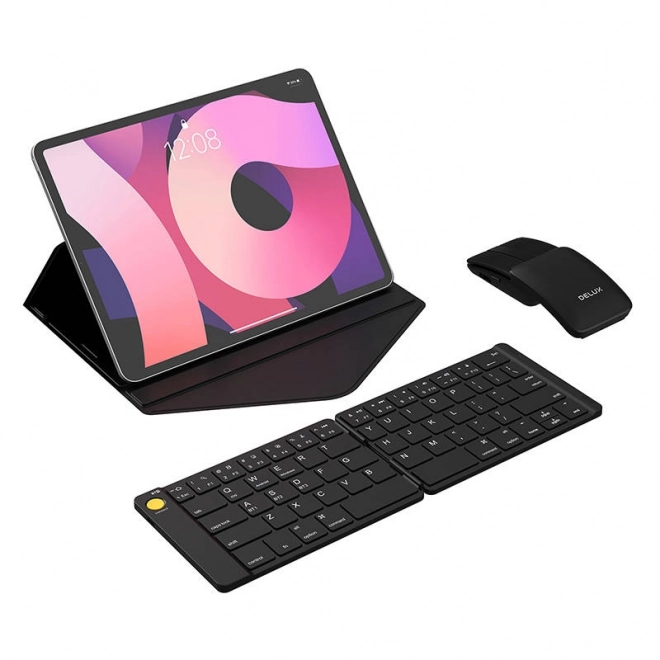 Satz aus kabelloser faltbarer Tastatur und Maus von Delux