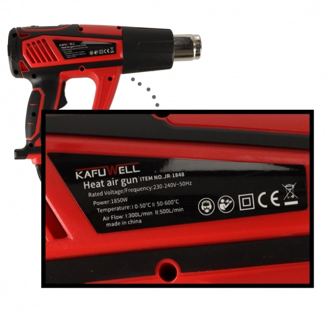 Elektrische Heißluftpistole KAFUWELL 1850W mit Temperaturregelung