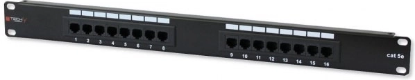 Panneau de brassage 1U UTP 16×RJ45 Cat.5e – noir