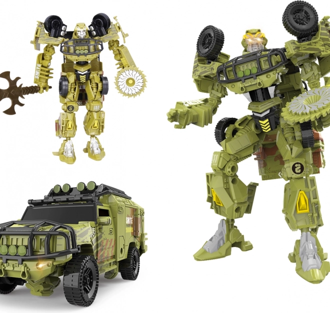 transforming auto-robot 17 cm with sword and saw – armored vehicle