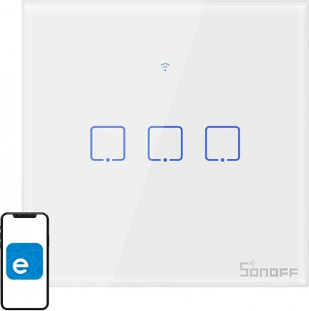 Interrupteur tactile intelligent SONOFF TX T0 EU, 3 canaux, Wi‑Fi