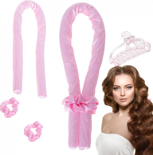 Pink Heatless Hair Curling Set