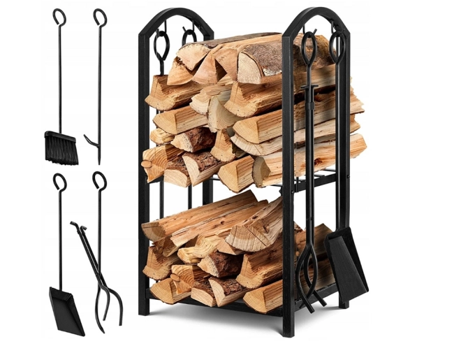 Houtopslagstandaard met accessoires