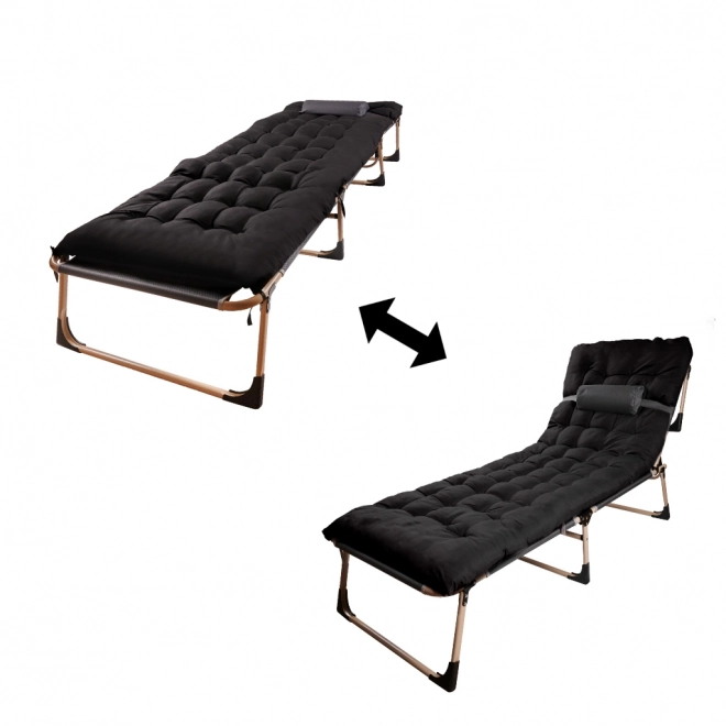 Klapptouristenbett mit Kissen 193 cm Schwarz