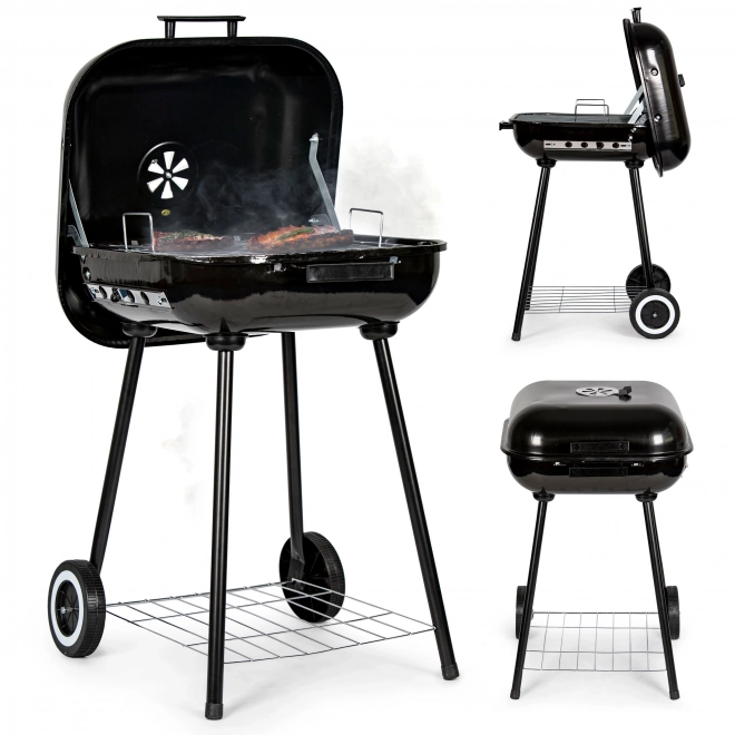 Moderner Grill mit Deckel und Rollen