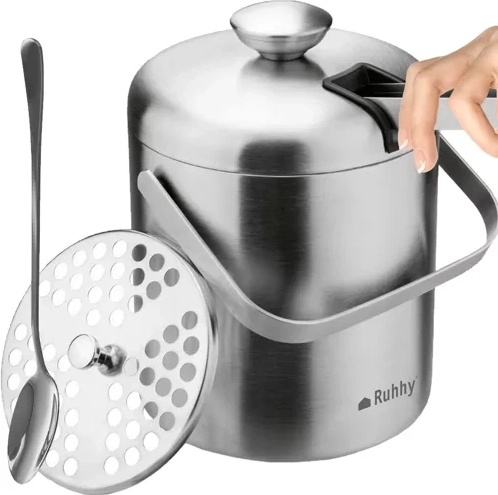 Stainless Steel Ice Bucket with Spoon and Tongs Ruhhy