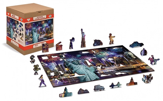 Houten puzzel Nachtelijk New York 2v1