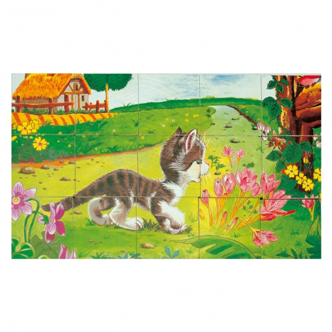 Cubes en bois Bino animaux domestiques 15 pièces
