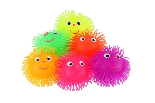 Pluizige rubberen antistressbal 8,5 cm met licht op batterijen tot 6 kleuren