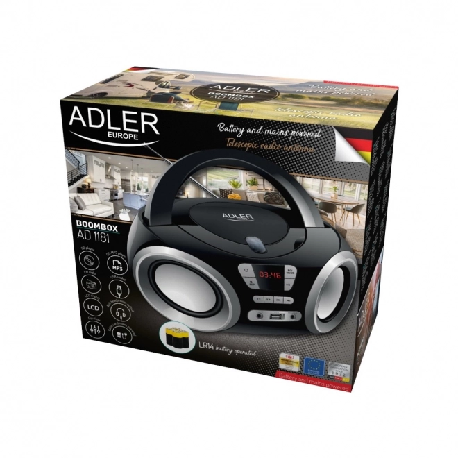 Tragbarer Boombox mit CD und USB ADLER AD 1181