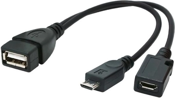 adaptateur USB OTG Micro‑USB vers USB 2.0 avec alimentation additionnelle 15 cm