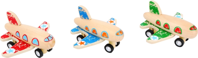 Wooden pull-back airplane small foot – red