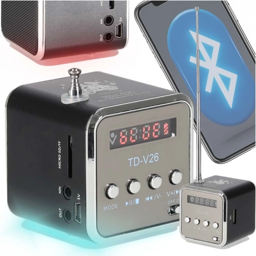 Tragbares Akku-Radio und Bluetooth-Lautsprecher mit LCD
