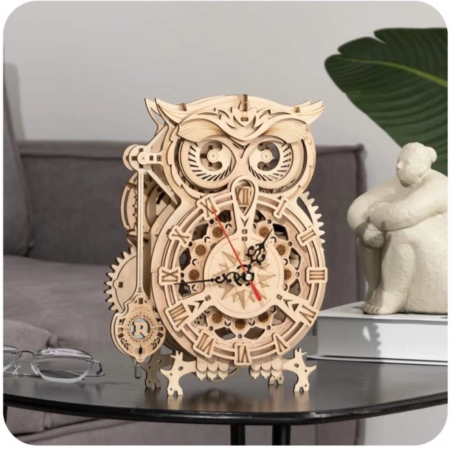 3D houten mechanische puzzel Uilen Klocken