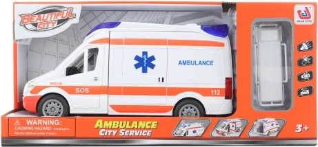 Ambulance op batterijen met brancard en lichtjes