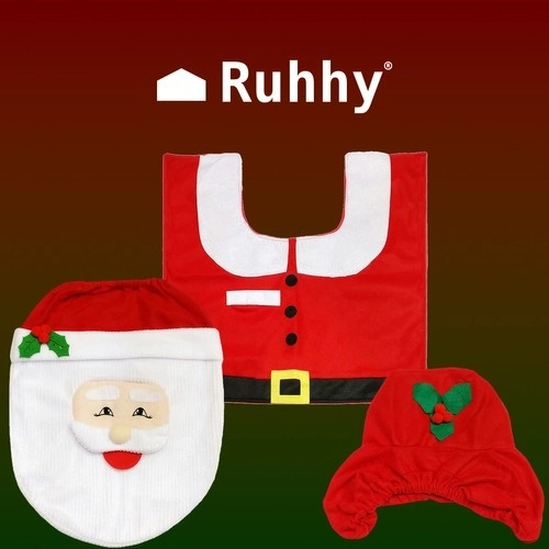 Kerst toilet hoes met tapijt Ruhhy 22360