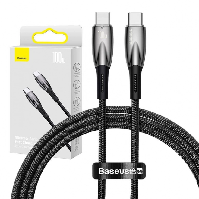 Kabel Baseus Glimmer USB-C naar USB-C 100W 1m Zwart