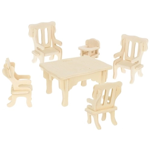 Houten poppenmeubels - set van 34 stuks