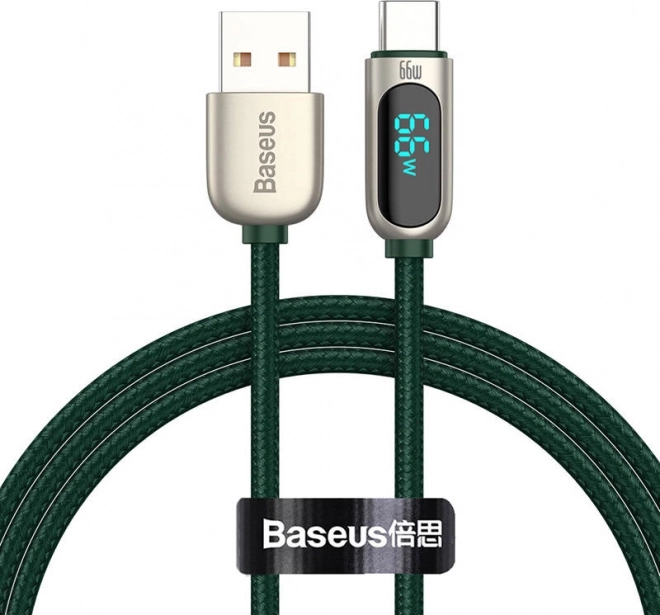 Baseus USB to USB‑C cable with display 66 W, 1 m, green