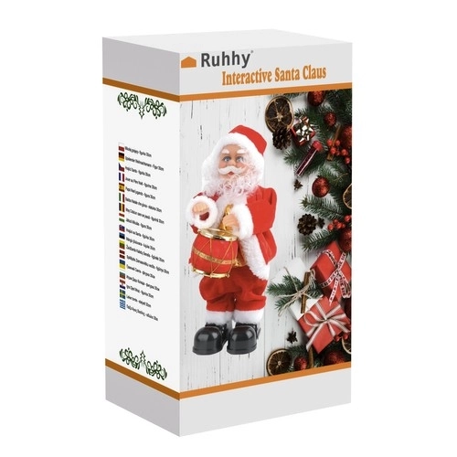 Spelende en zingende Kerstman figuur 30 cm