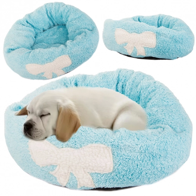 Pluizig kattenbed zachte kussen voor op de bank 80 cm – modrý