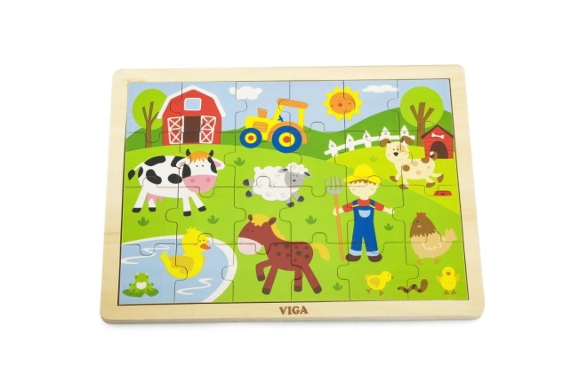 Houten puzzel 24 stukjes - boerderij